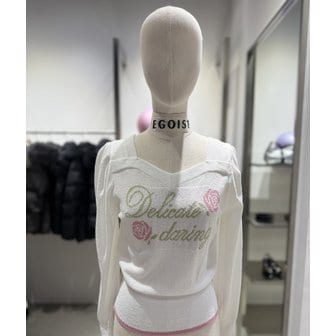 에고이스트 [여주점] 로즈레터링 배색 하트넥 니트  ES2OKL51