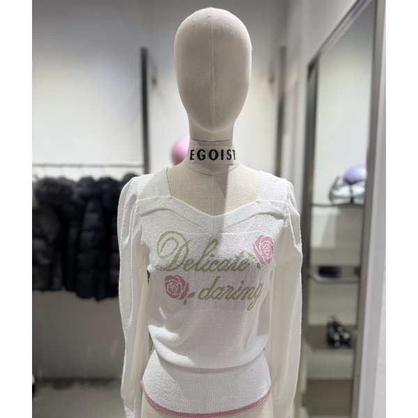 [여주점] 로즈레터링 배색 하트넥 니트  ES2OKL51