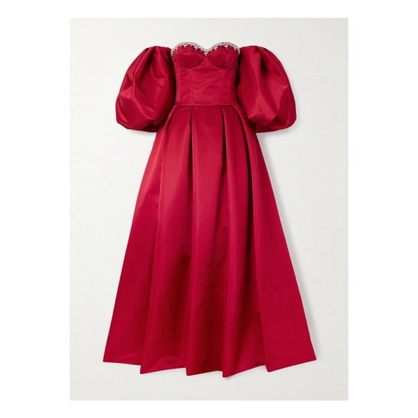 사비나빌렌코 오프숄더 크리스털 장식 미카도 가운 레드 1647597340328201