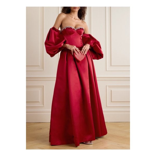 사비나빌렌코 오프숄더 크리스털 장식 미카도 가운 레드 1647597340328201